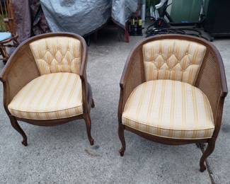 Mcm cane back barrel chairs