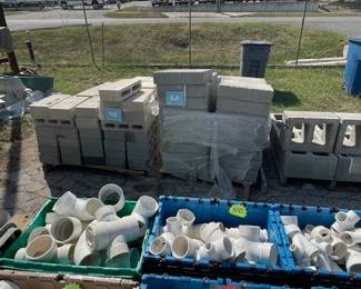 PVC pieces and various bricks and block