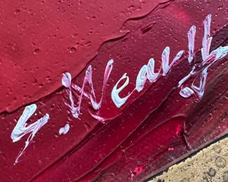 Framed Original Oil on Canvas Abstract Landscape Signed S. Weary (17"W x 19"H)