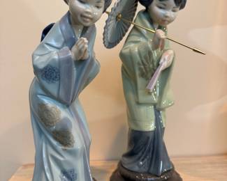 Lladro Porcelain Geisha Figurines