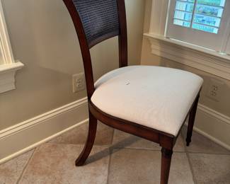 Henredon Angled Caned Back Upholstered Seat Dining Chair (6 Available / 22"W x 29"D x 38" Back Height)