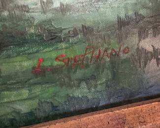 Framed Original Oil on Canvas Landscape Signed L. Stephano (39"W x 34"H)