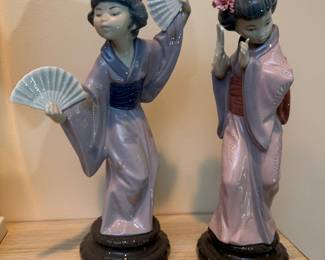 Lladro Porcelain Geisha Figurines