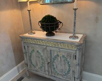 Granite Topped 2 Drawer Side Table (39"W x 15"D x 34"H)