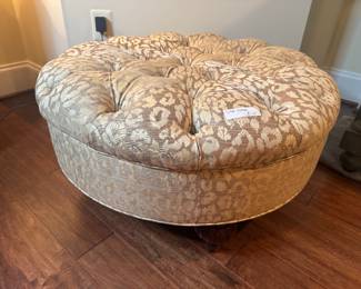 Round Upholstered Tufted Ottoman (34"D x 17"H)