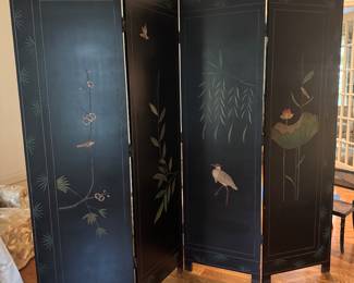 Chinese Coromandel Folding Screen / Room Divider (4 Panels - 24"W x 1"D x 84"H each)