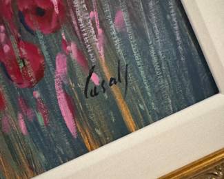 Framed Original Oil on Canvas Landscape Signed Lusall (41"H x 48"W)