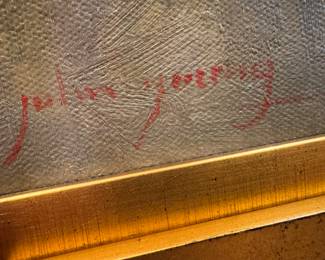 Framed Original Oil on Canvas of Landscape Scene Signed John Young (30"H x 40"W)