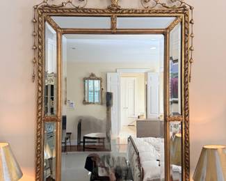 Friedman Brothers - Adam Style Gold Gilt Vertical Beveled Mirror (54"H x 34"W)