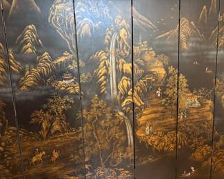 Chinese Coromandel 6 Section Lacquer Screen / Room Divider (6 Section - 18"W x 84"H each)