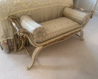 Regency-Style Giltwood Upholstered Bench (48"W x 19"D x 23"H)