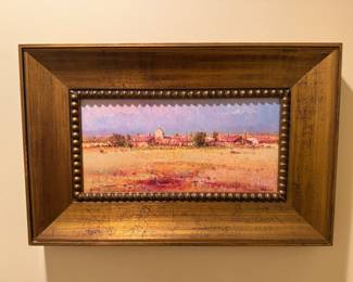 Framed Original Oil on Canvas of Desert Landscape Signed Helios (23"W x 15"H)