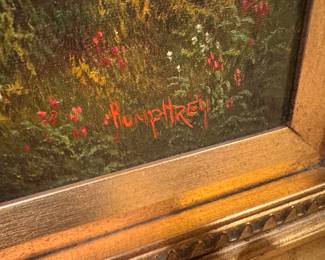 Framed Original Oil on Canvas Landscape Signed Humphrey (44"W x 24"H)