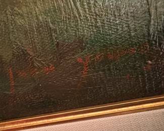 Framed Original Oil on Canvas Landscape Signed John Young (34"L x 30"W)