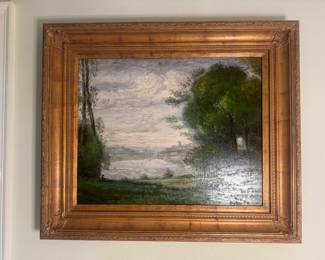 Framed Original Oil on Canvas Landscape Signed L. Stephano (39"W x 34"H)