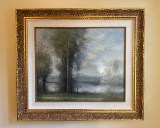Framed Original Oil on Canvas Landscape Signed L. Stephano (33"H x 28-1/2"W)