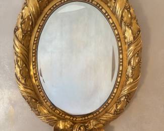 Gold Gilt Louis XVI Style Oval Mirror (28"H x 20"W)