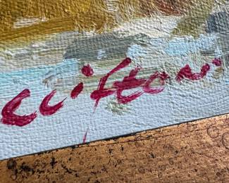 Framed Original Oil on Canvas Landscape Signed Clifton (17"W x 19"H)