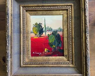 Framed Original Oil on Canvas Abstract Landscape Signed S. Weary (17"W x 19"H)