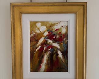 Framed Original Oil on Canvas Abstract Signed J. Miller (26"H x 22"W)