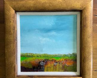 Framed Original Oil on Canvas Landscape Signed Kay Lybrand (17"W x 17"H)