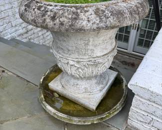 Weathered Concrete Garden Urn Planter (2 Available / 25"H x 23"W)