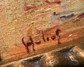 Framed Original Oil on Canvas of Desert Landscape Signed Helios (23"W x 15"H)