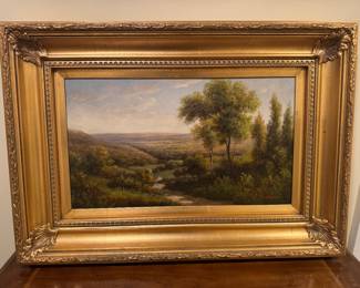 Framed Original Oil on Canvas Landscape Signed Humphrey (44"W x 24"H)