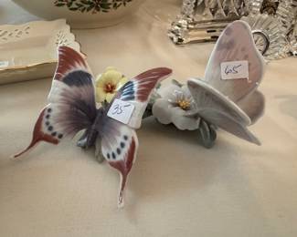 Lladro Porcelain Butterfly Figurines