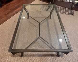 Bloomingdale's Rectangular Glass Top Aluminum Coffee Table (54"L x 36"W x 19-1/2"H)