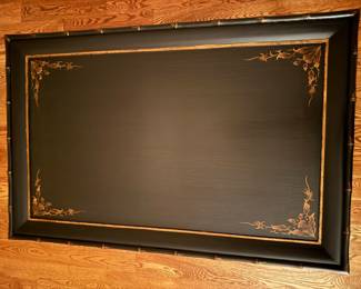 Vintage Black Lacquer Chinoiserie Coffee Table (43"W x 28"D x 19"H)