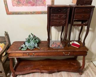 Two dainty nightstands, console