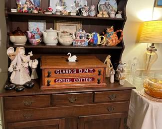 “Clark’s” thread cabinet with glass label inserts