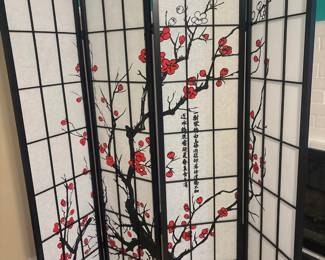 Four-Panel Shoji Screen with Cherry Blossom Design