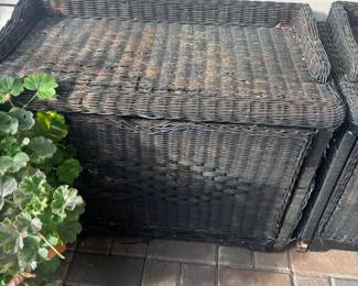 Black Wicker Storage Benches