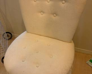 White Upholstered Slipper Chair
