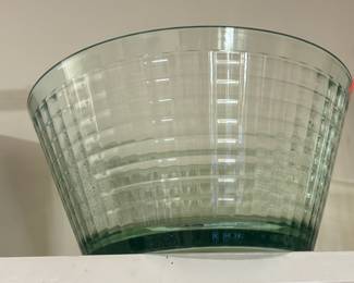 Ribbed Green Glass Mixing Bowl
