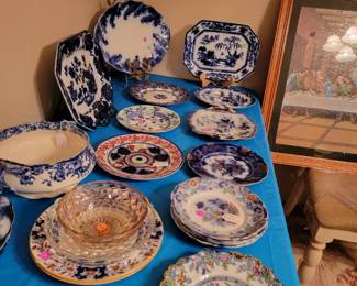 Flow blue and polychrome 