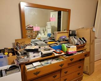 Tapes, cds and dresser