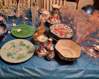 Majolic plates, Fitz and floyd  fruit set