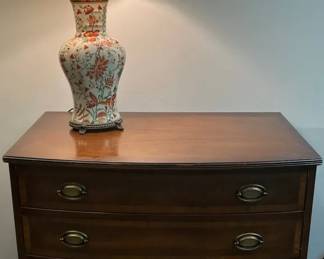 Bow Front Chest And Lamp