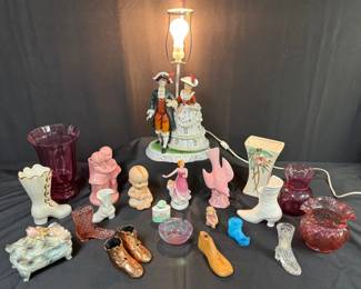 Ladies Pink Glass, Bootie Collectibles Lamp