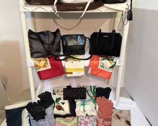 Womens Purse, Scarf, Glove Lot with Gucci, Kate Spade,  Coach