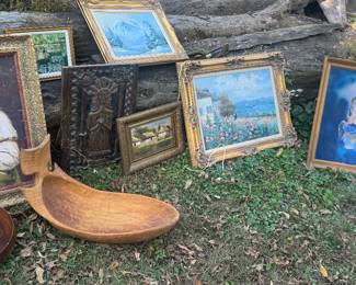 Antique Art and Hand Carved Wooden Dough Bowl