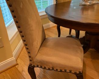 Pottery Barn microfiber chair with nailhead design, one of four