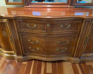 Unique Master Woodworkers, Winston-Salem, NC, long dresser with lighted mirror and adjustable side mirrors