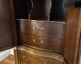 Unique Master Woodworkers, Winston-Salem, NC, armoire dresser with removable dividers on top to accommodate a TV