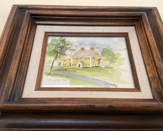“Home of Major Bettrick”?
Signed watercolor with linen mat and frame, Massachusetts artist, 14” x 28”