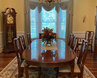 Lovely Queen Anne dining table with ten dining chairs ready to host your Holiday events!