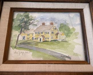“Home of Major Bettrick”?
Signed watercolor with linen mat and frame, Massachusetts artist, 14” x 28”